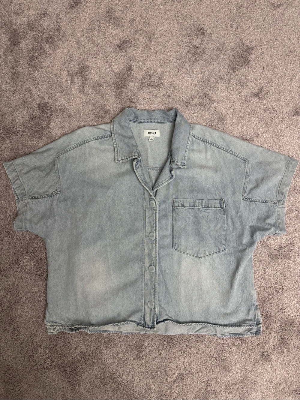 pistola Light Wash Short-Sleeve Denim Button-Down Shirt